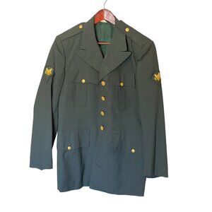 Military Green Jacket with Gold Hardware Men's Button Jacket Blazer Vintage 39R